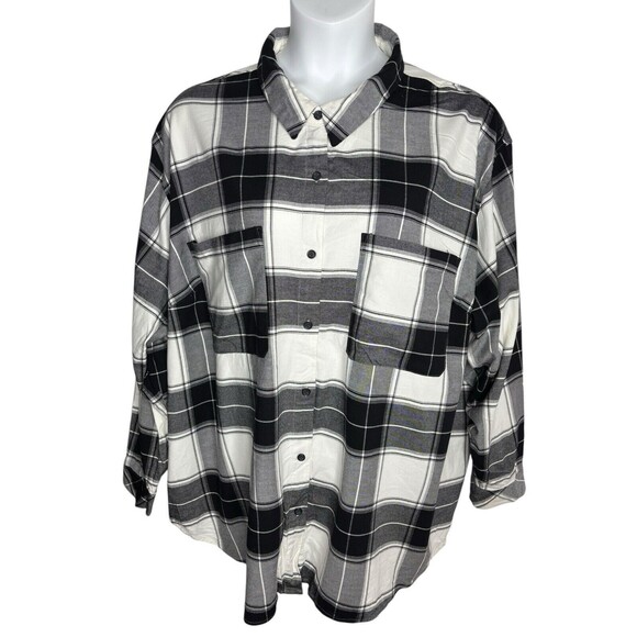 Ava‎ & Viv Long Sleeve Flannel Shirt Women’s Size 3X Multi Color Relaxed Tunic - Picture 1 of 16